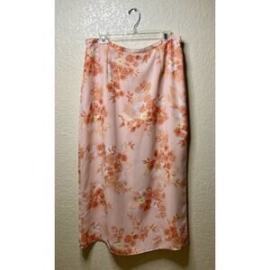 Vintage Laura Scott Pink Floral Skirt XL Elastic Waist Y2K 2000s Phoebe Buffay